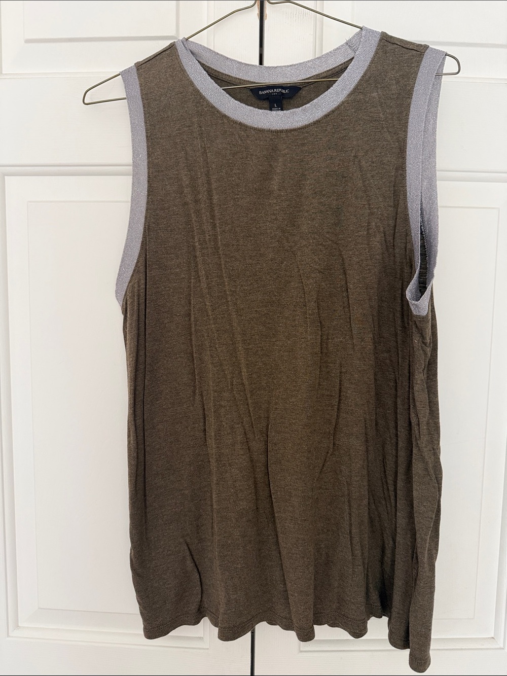 Banana Republic Olive Tank with Metallic Trim